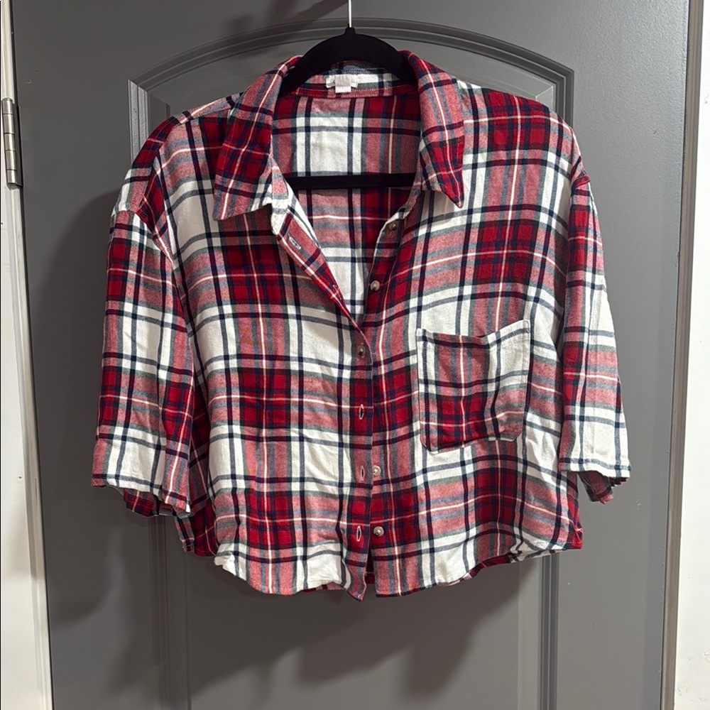 Plaid Kids Shirt - Red and White